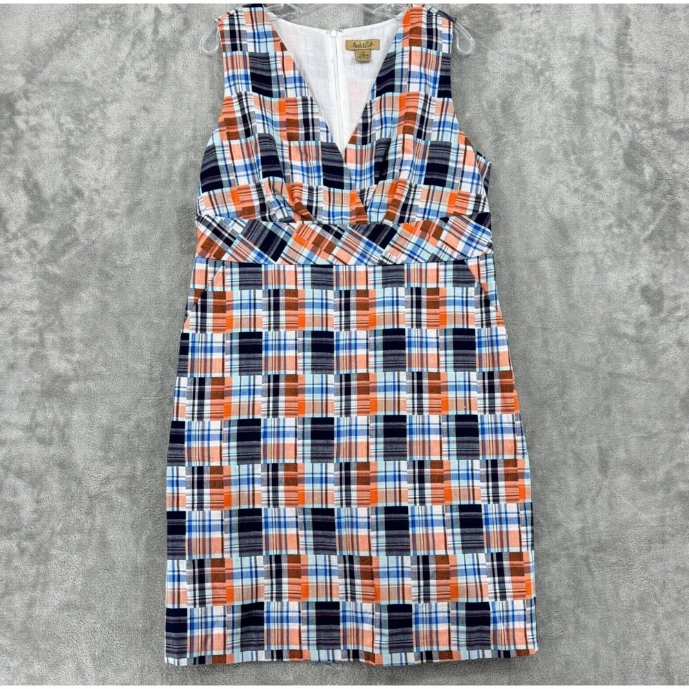 Peck & Peck Dress 14 Patchwork Plaid Sheath Preppy Cottagecore Babydoll Blue